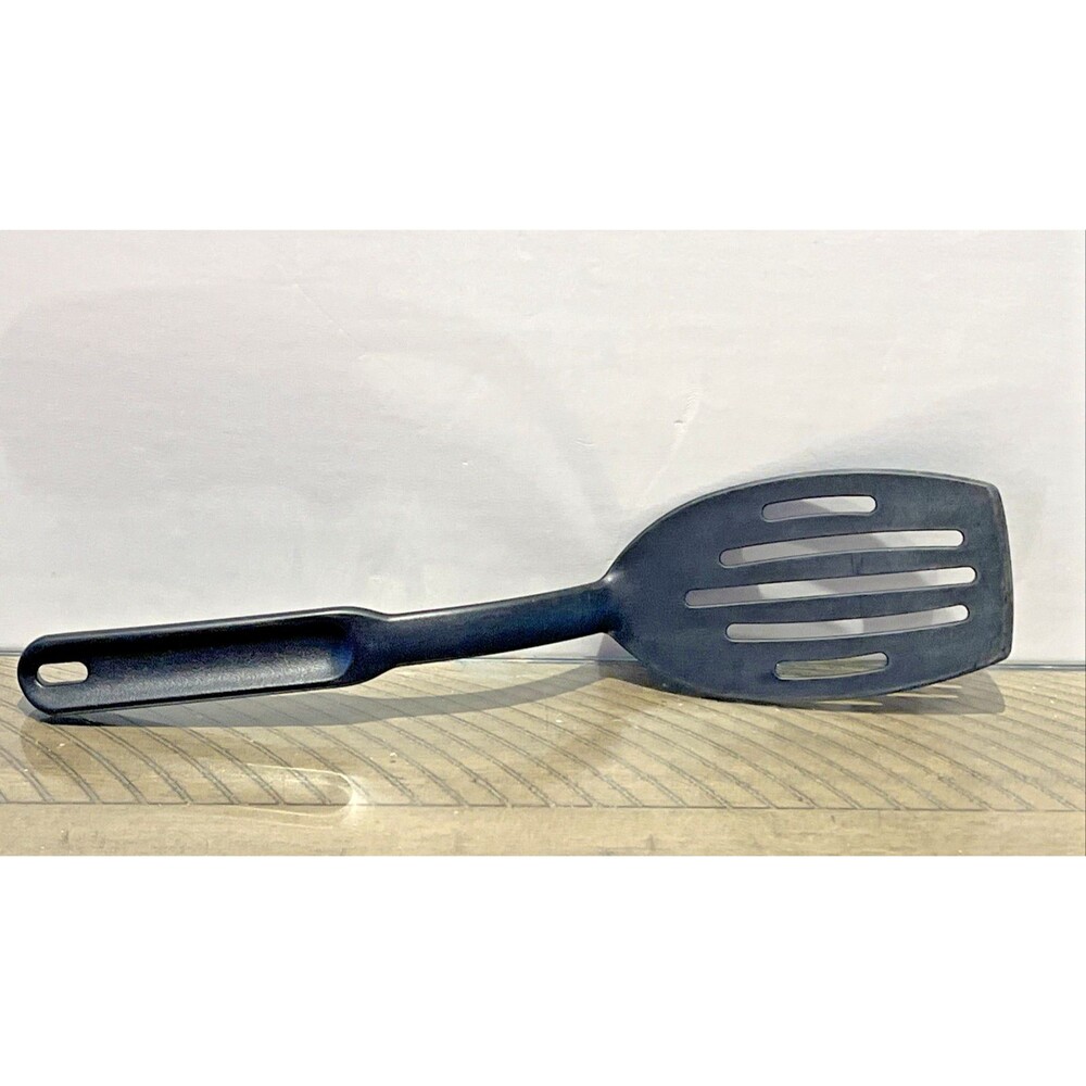 Pampered Chef Nylon 12.5” Slotted Spatula 2351 5 Slots Turner Flipper Black USA